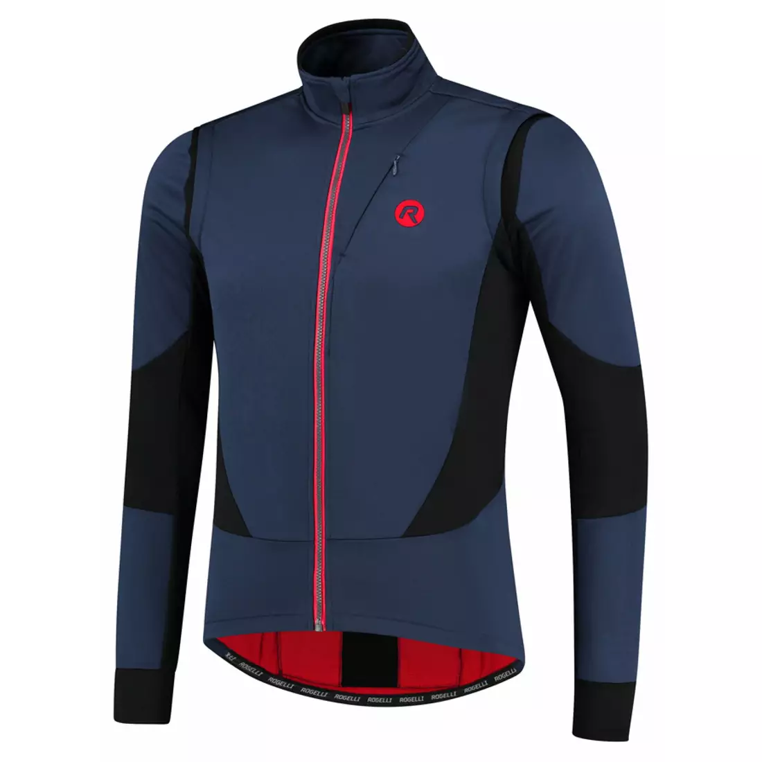 Rogelli Pánska zimná cyklistická bunda, softshell BRAVE modro-červená ROG351025