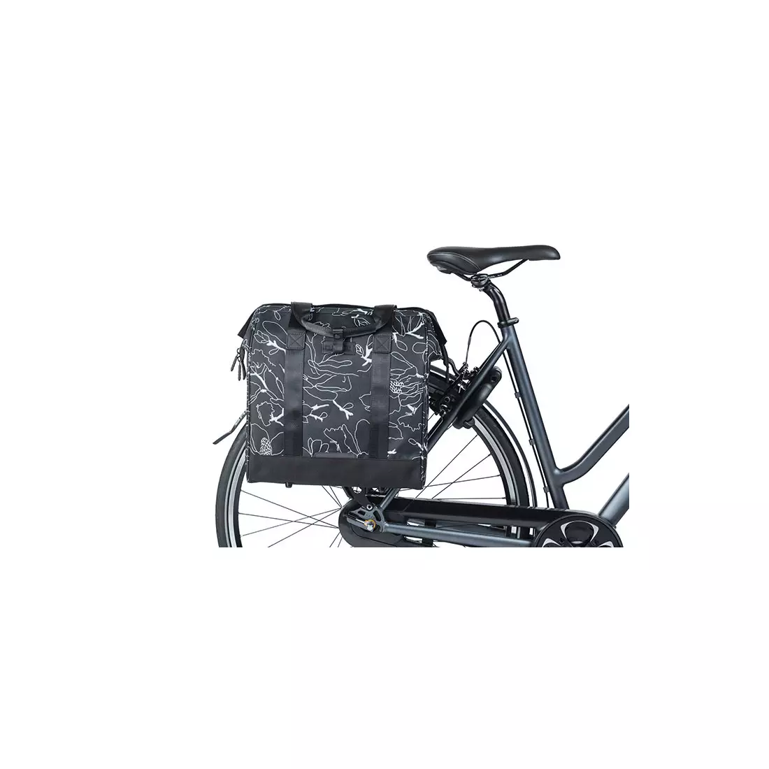 BASIL Mestská taška na bicykel - jediná CITY GRAND SHOPPER, flower black 18250