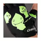 CHIBA detské cyklistické rukavice COOL KIDS čierna a zelená duchovia 3050518CZ-3