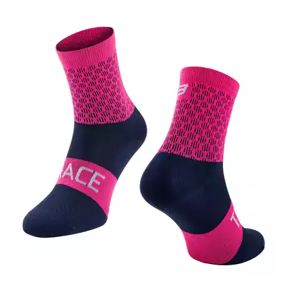 FORCE Cyklistické / športové ponožky TRACE, ružovo-modrá, 900896