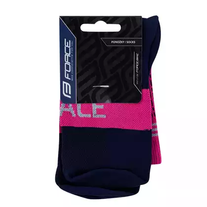 FORCE Cyklistické / športové ponožky TRACE, ružovo-modrá, 900896