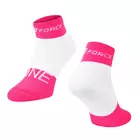 FORCE cyklistické ponožky ONE, ružové a biele 900874