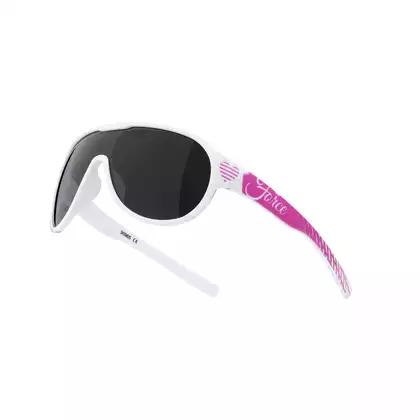 FORCE dámske / mládežnícke okuliare, slnečné okuliare ROSIE, biele a ružové, čierne sklá 90965