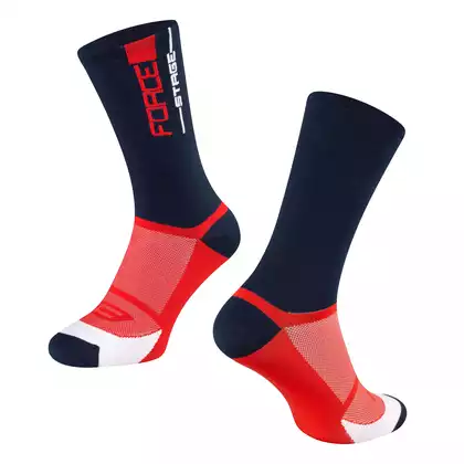FORCE cyklistické ponožky STAGE, modro-červené 9009101