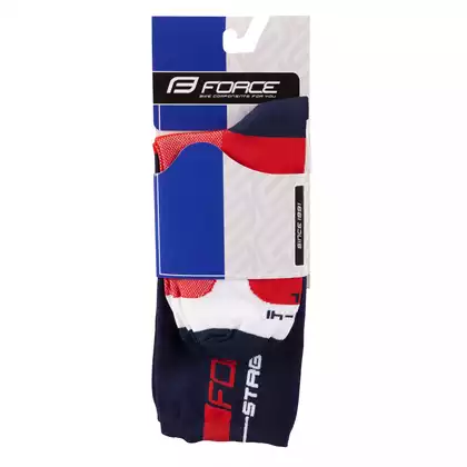 FORCE cyklistické ponožky STAGE, modro-červené 9009101