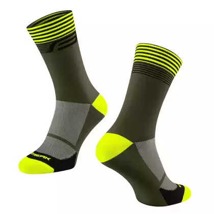 FORCE cyklistické ponožky STREAK, zelené-fluo 9009127