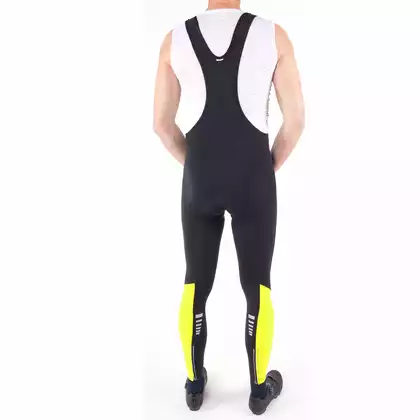 KAYMAQ DKBT-2022 zateplené cyklistické nohavice, gélová vložka, traky, čierna-fluo