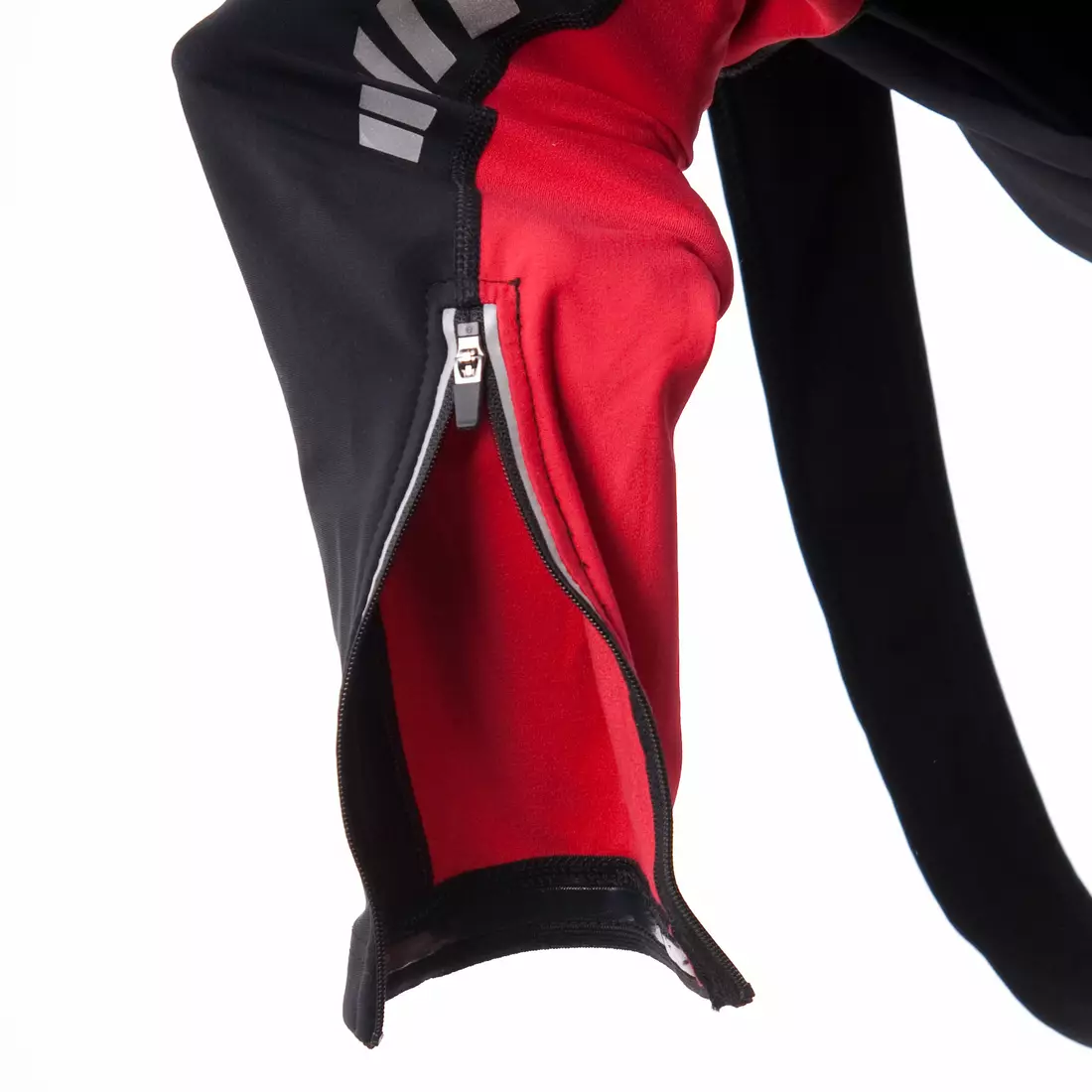 KAYMAQ DKBT-2022 zateplené cyklistické nohavice, gélová vložka, traky, čierna a červená