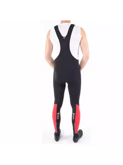 KAYMAQ DKBT-2022 zateplené cyklistické nohavice, gélová vložka, traky, čierna a červená