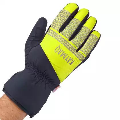 KAYMAQ GLW-002 zimné cyklistické rukavice, čierne-fluor