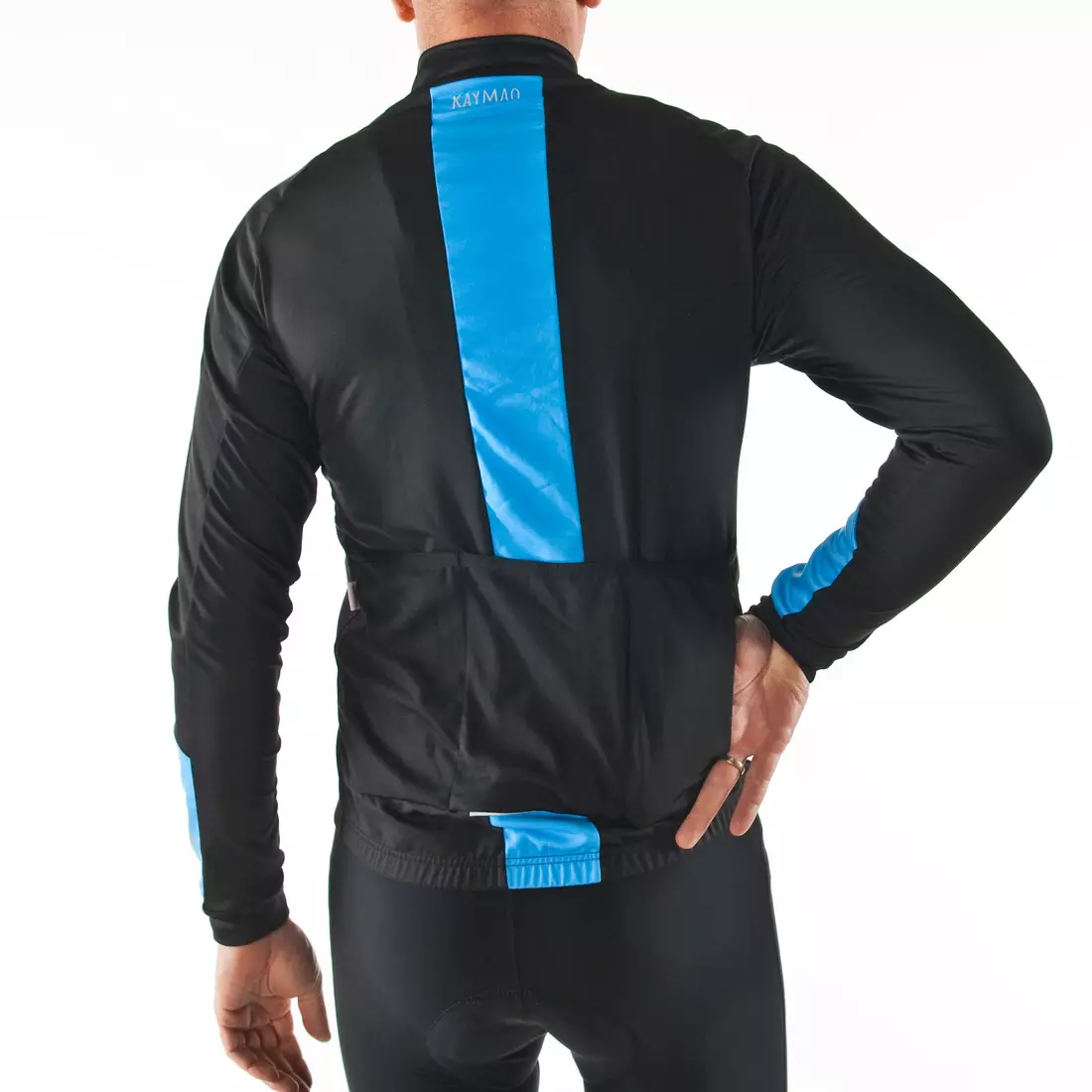 KAYMAQ JWS-002 Pánska zimná cyklistická bunda, softshell, čierno-modrá