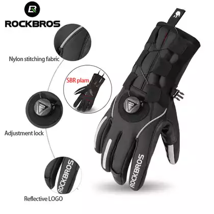 Rockbros zimné cyklistické rukavice softshell s úpravou, čierna S212BK