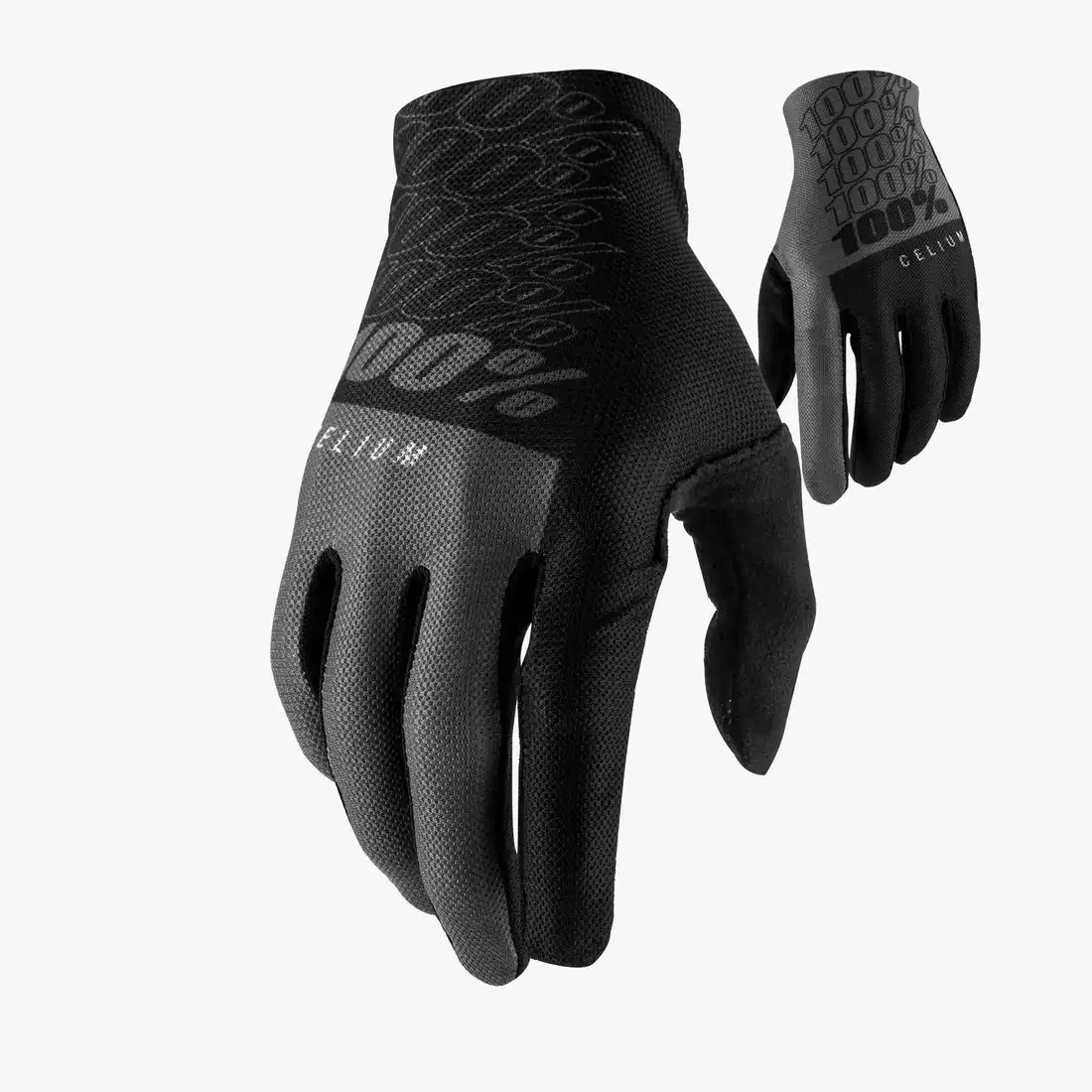 100% CELIUM Pánske cyklistické rukavice, čierno-šedé