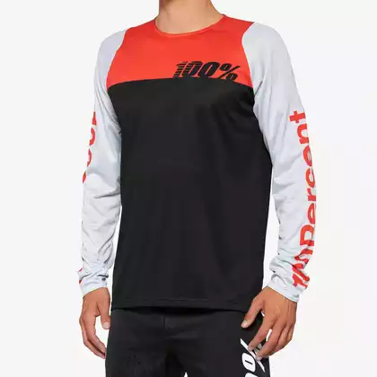 100% R-CORE pánsky cyklistický dres s dlhým rukávom, black racer red 