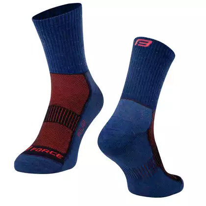 FORCE športové ponožky strednej hrúbky POLAR, modro-červené 9009166