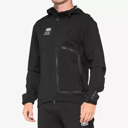 100% HYDROMATIC Jacket Black pánska cyklistická bunda do dažďa, čierna
