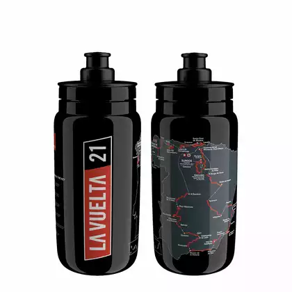 ELITE Cyklistická fľaša na vodu FLY TEAMS Vuelta Black Map, 550ml, EL01604609