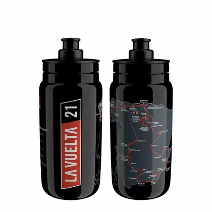 ELITE Cyklistická fľaša na vodu FLY TEAMS 2021 Vuelta Black Map, 550ml, EL01604609