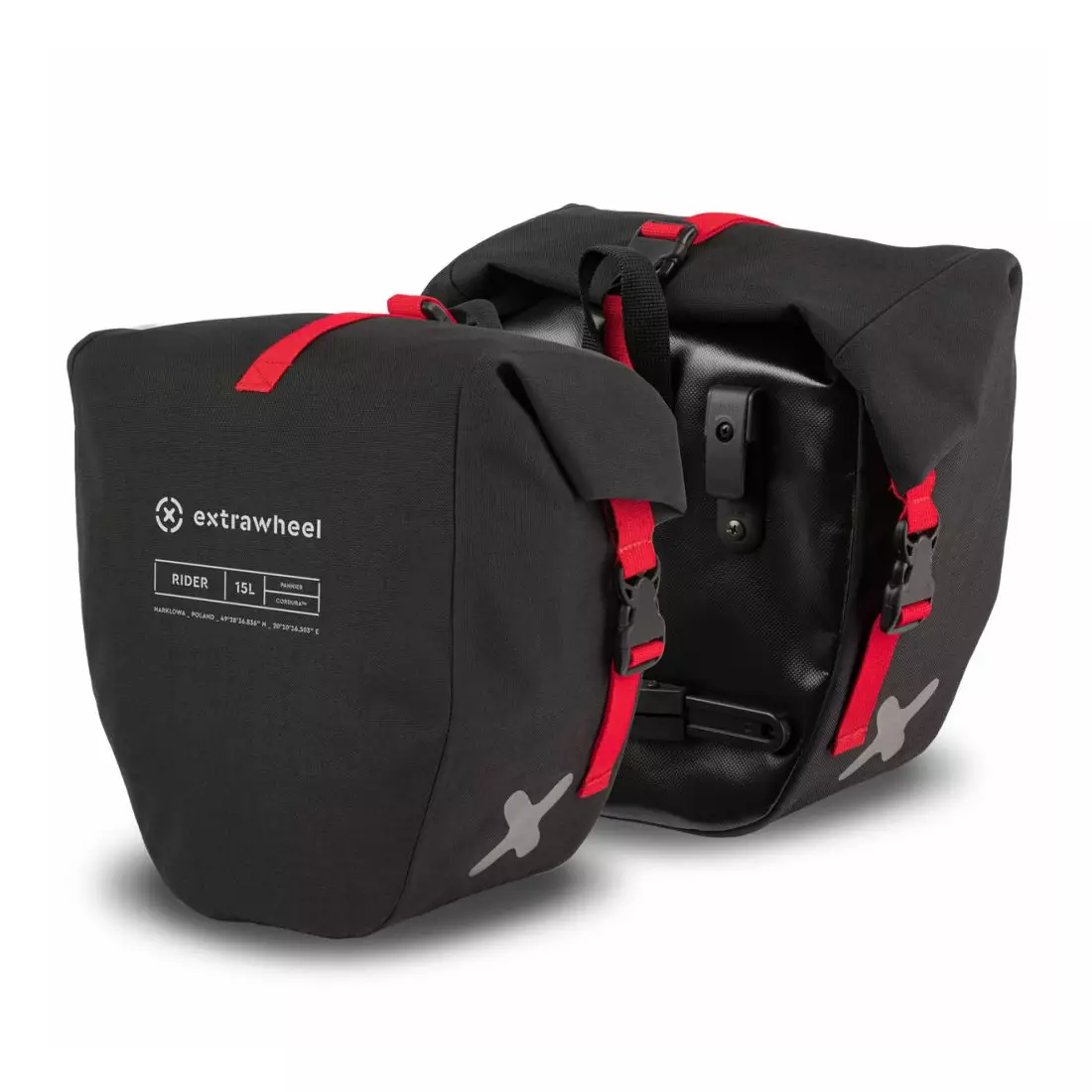 EXTRAWHEEL RIDER PREMIUM CORDURA taška na bicykel na nosič batožiny, čierna 2x15 L