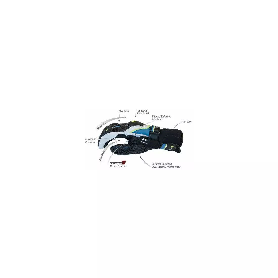 LEKI Lyžiarske rukavice WCR Flex S Speed System, black, 63480144105