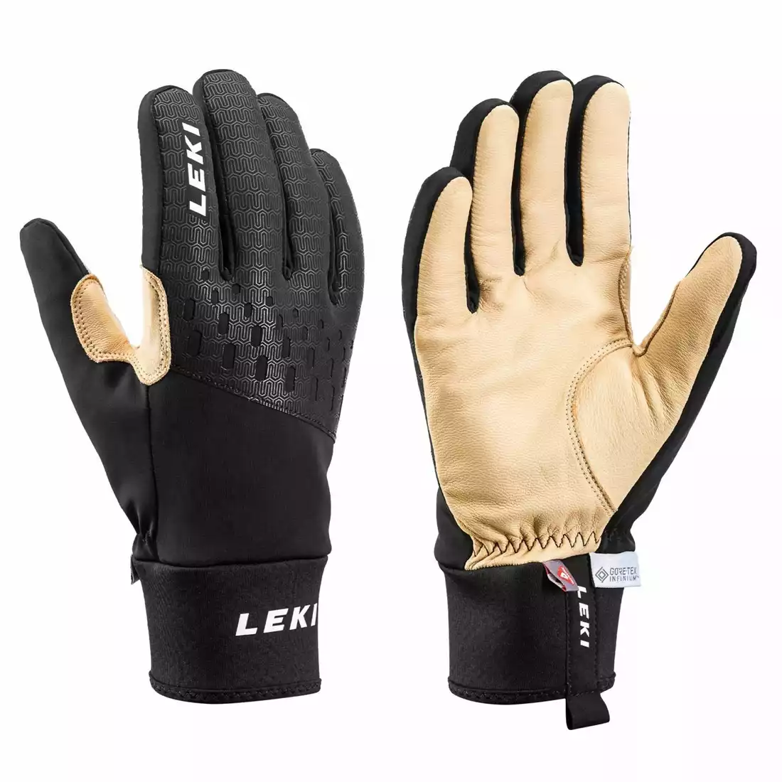 LEKI Nordic Thermo Premium zimné rukavice, čierna a béžová
