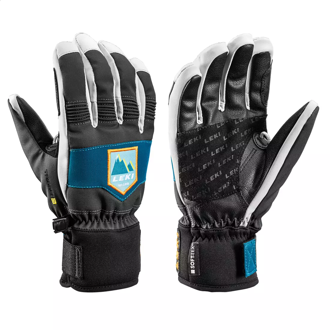 LEKI Patrol 3D Jr. Detské lyžiarske rukavice, sivá a modrá