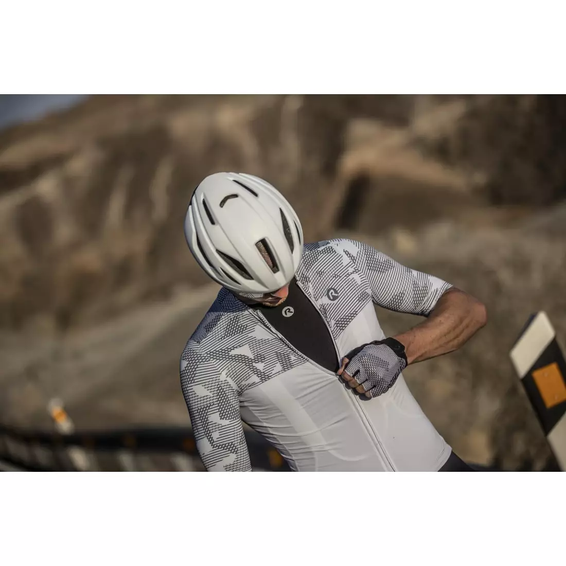 ROGELLI CAMO Pánske cyklistické rukavice, biela a sivá