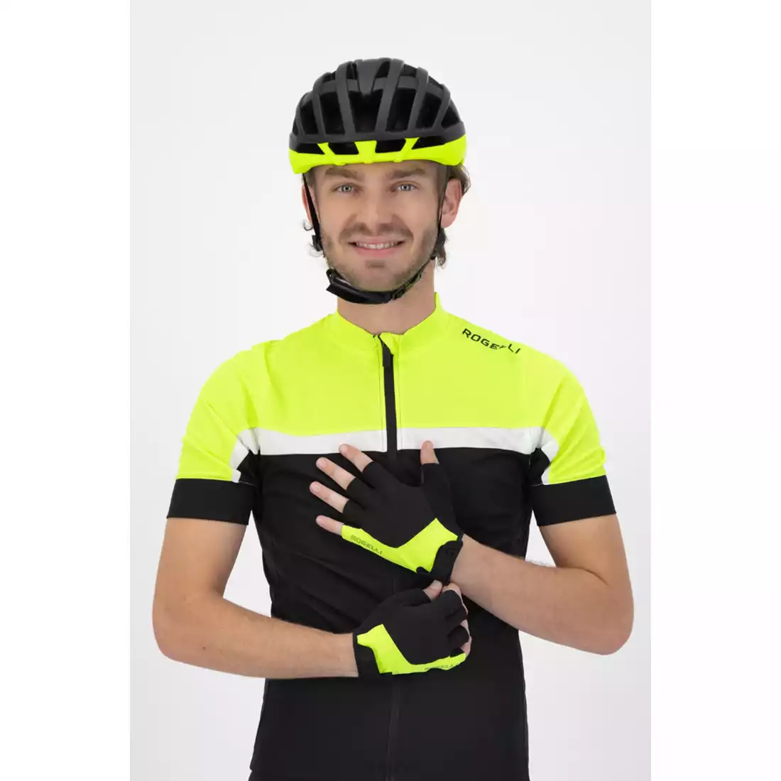 ROGELLI ESSENTIAL Pánske cyklistické rukavice, čierno-žlté