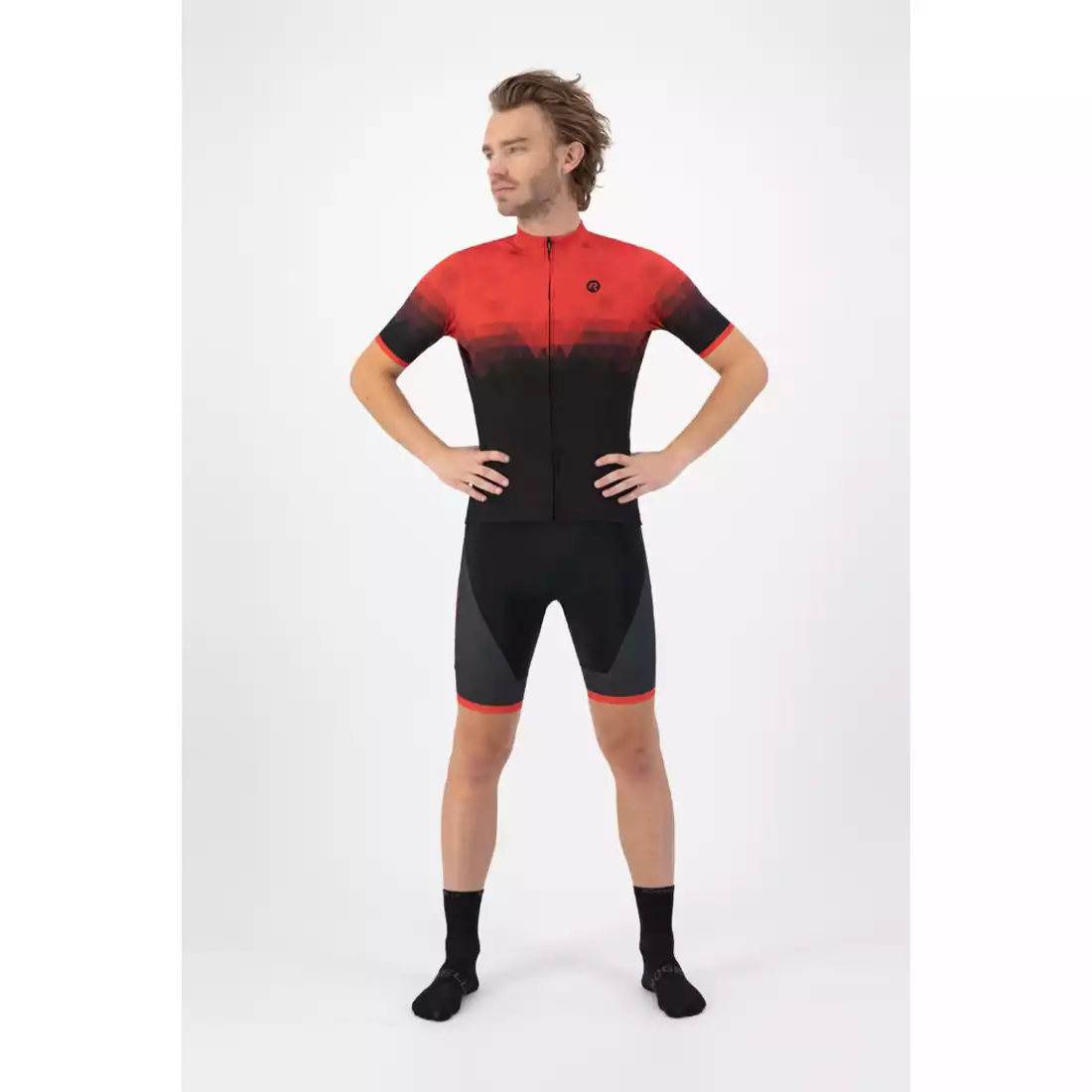 ROGELLI SPHERE Pánsky cyklistický dres, čierno-červený