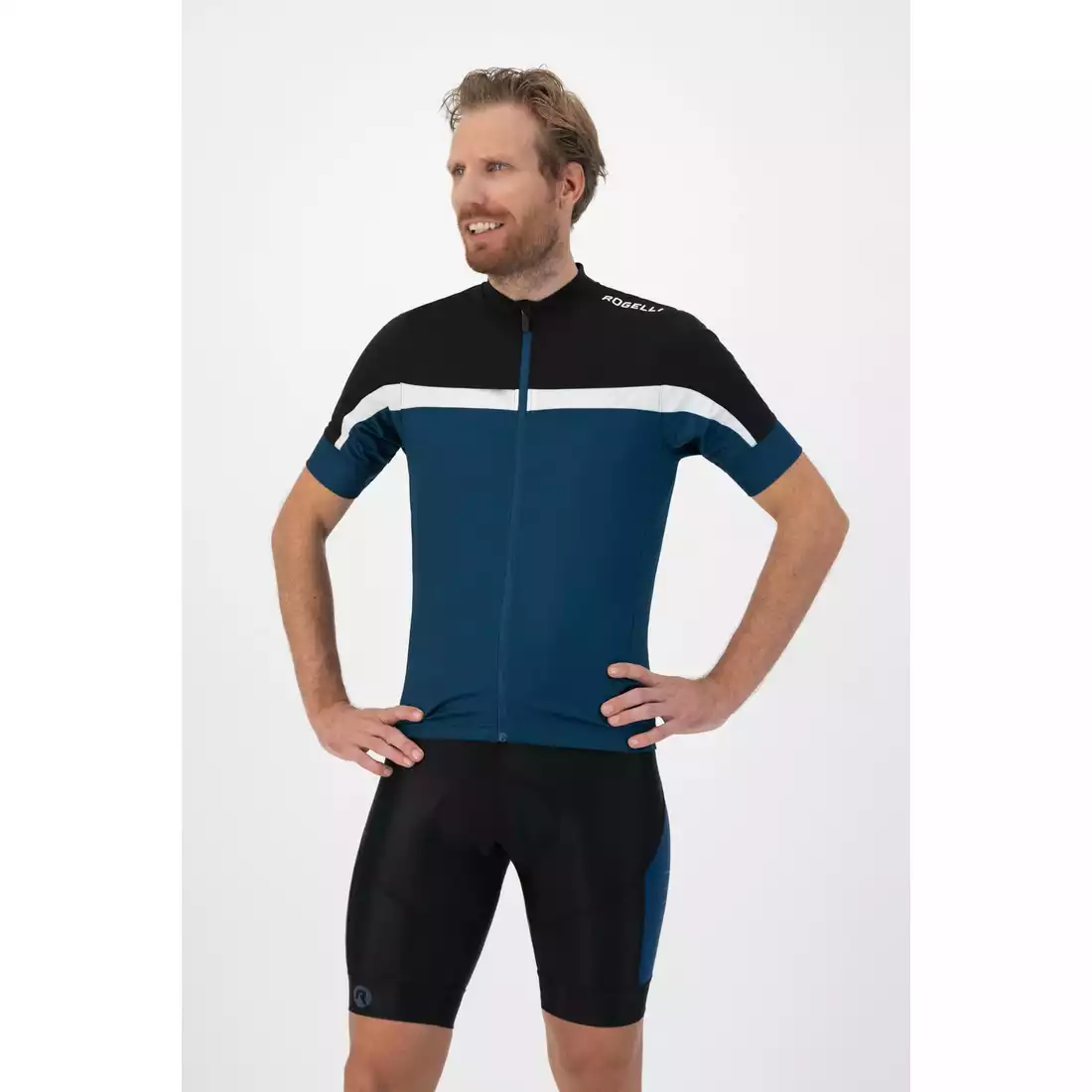 Rogelli COURSE pánsky cyklistický dres, čierna a námornícka modrá