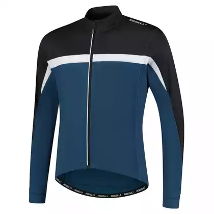 Rogelli COURSE pánsky cyklistický dres s dlhým rukávom, čierna a modrá