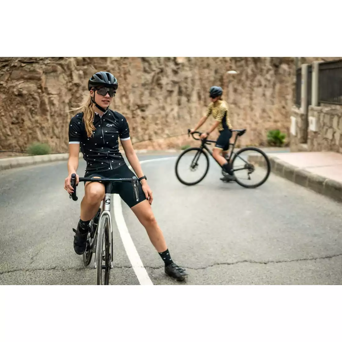 Rogelli HEARTS dámsky cyklistický dres, čierna a biela