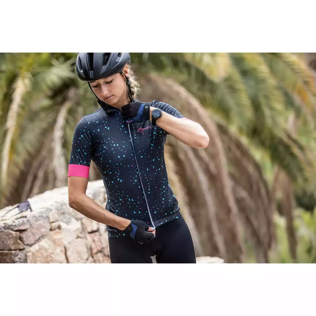 Rogelli TERRAZZO dámsky cyklistický dres, námornícka modrá a ružová