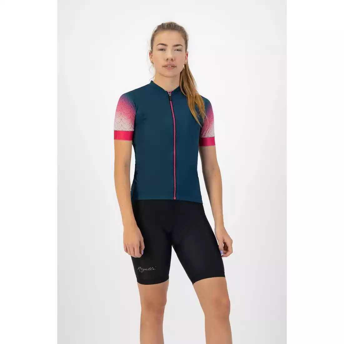 Rogelli WAVES dámsky cyklistický dres, námornícka modrá a ružová
