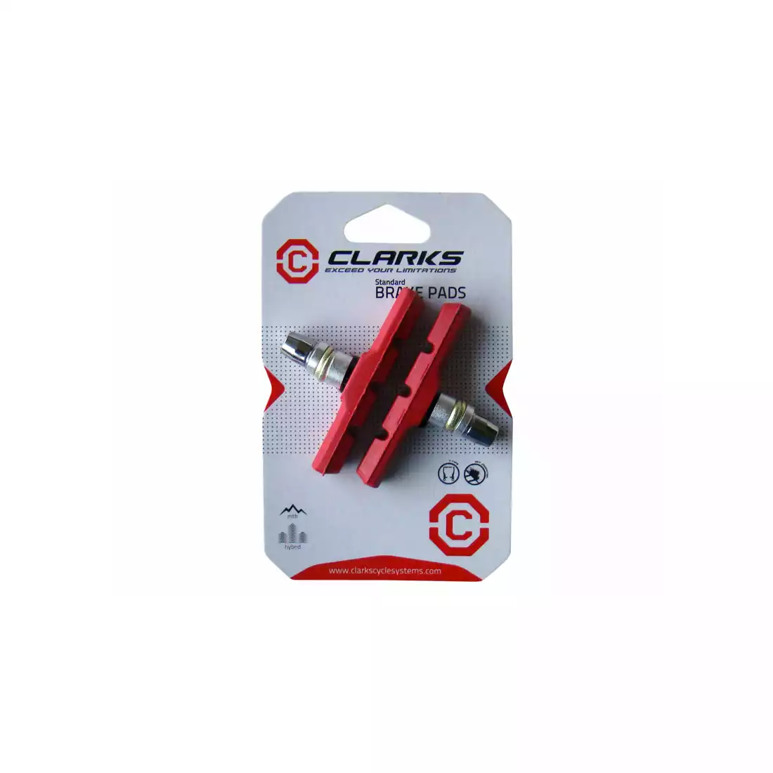 CLARKS CP511 MTB Brzdové doštičky pre brzdy V-brake, Červená