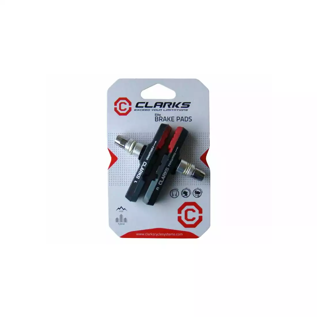 CLARKS CPS301 MTB Brzdové doštičky pre brzdy V-brake, Červeno-čierno-šedá