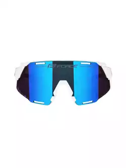FORCE GRIP Športové okuliare, modré sklá REVO, biely