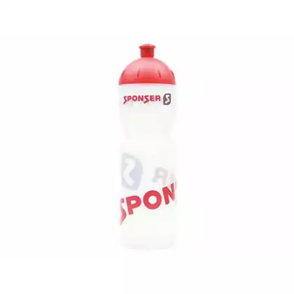 SPONSER NETTO cyklistická fľaša na vodu 750 ml, transparentná biela/červená