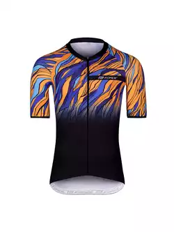 FORCE LIFE Pánsky cyklistický dres čiernej, modrej a oranžovej farby