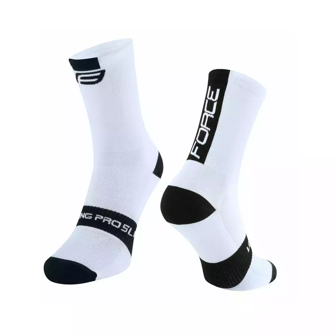 FORCE LONG PRO SLIM cyklistické ponožky, čierna a biela