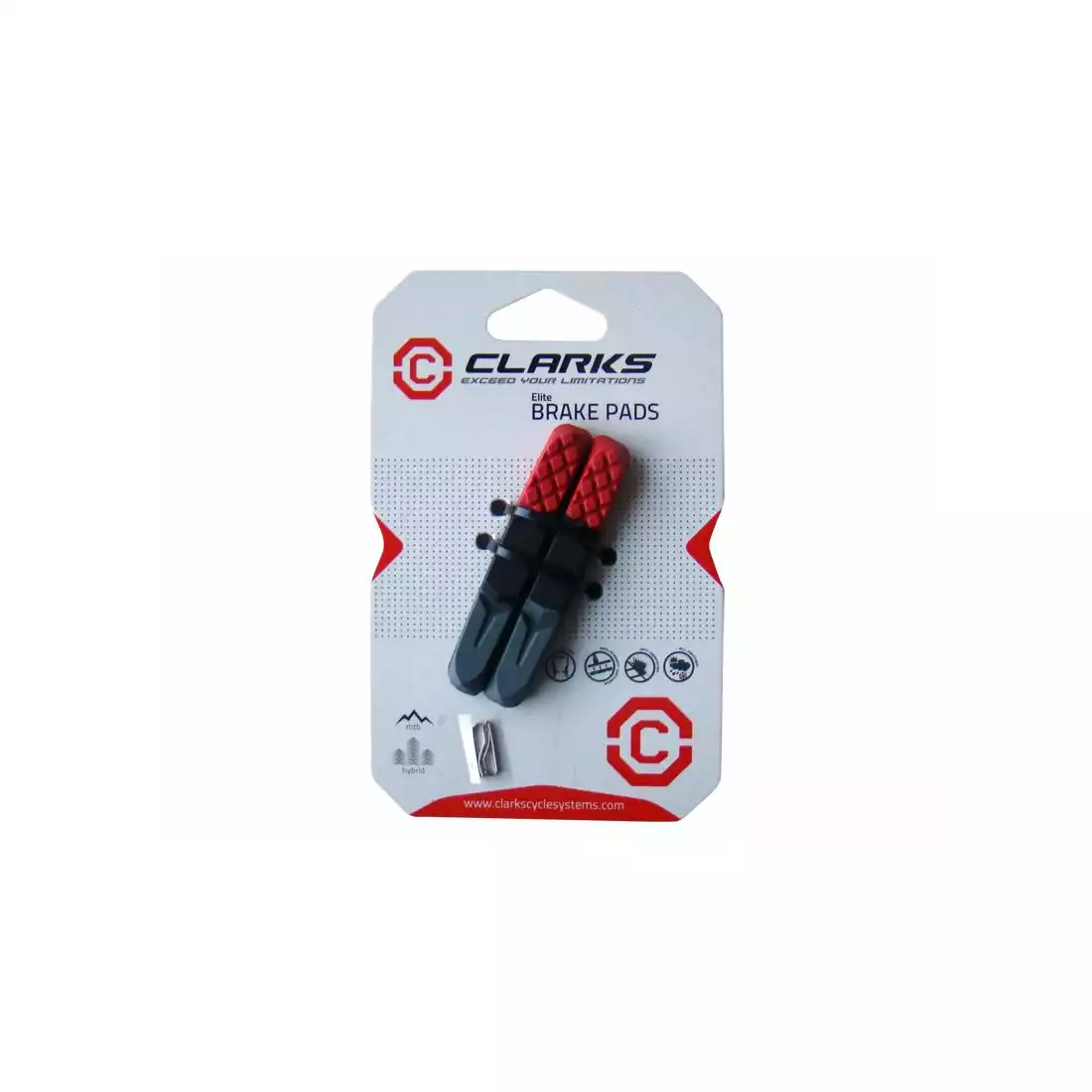 CLARKS CPS501 Brzdové obloženia pre brzdy MTB V-Brake, červeno-čierno-šedá
