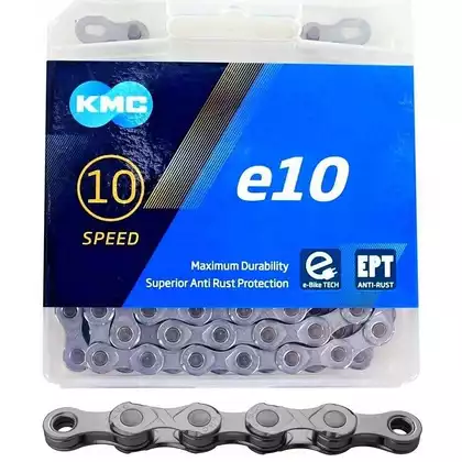 KMC E10 EPT  Reťaz na bicykel 10-rýchlostná, 136 článkov, E-bike, strieborná