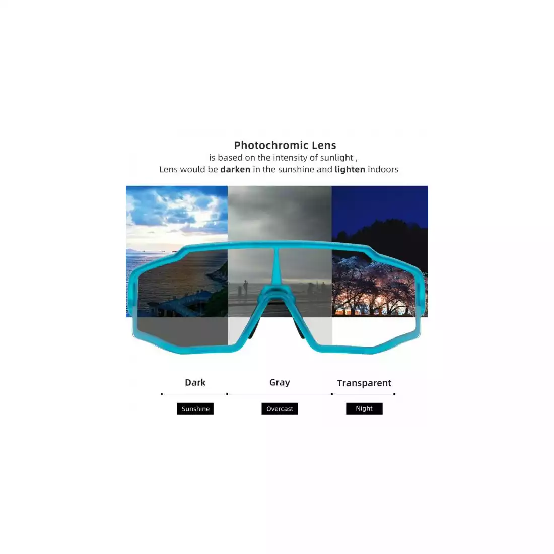 Rockbros SP225BL fotochromatické cyklistické / športové okuliare modré 