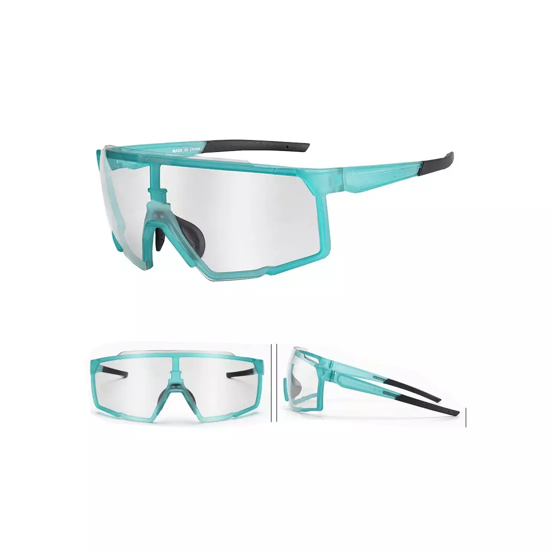 Rockbros SP22BL športové okuliare s fotochromatickou + korekčnou, tyrkysová