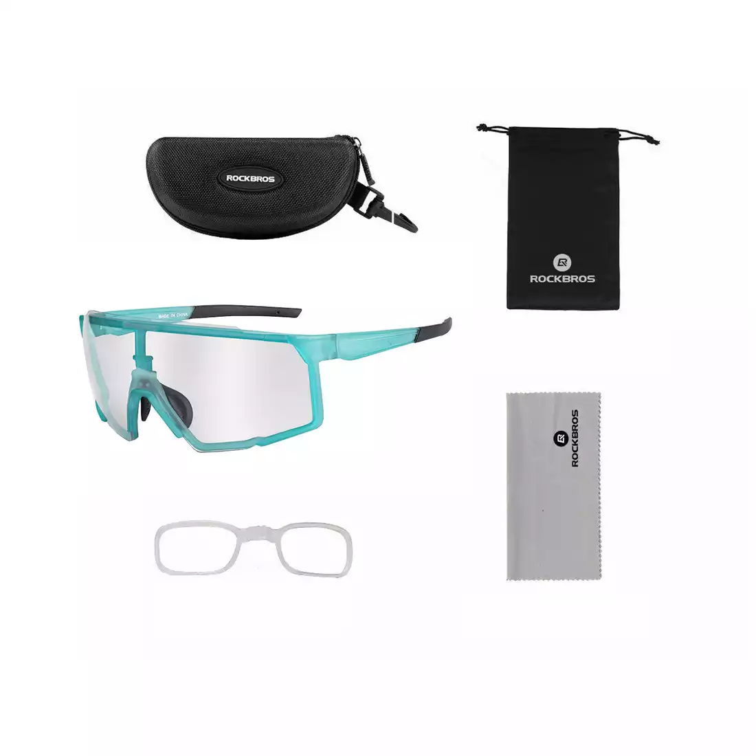Rockbros SP22BL športové okuliare s fotochromatickou + korekčnou, tyrkysová