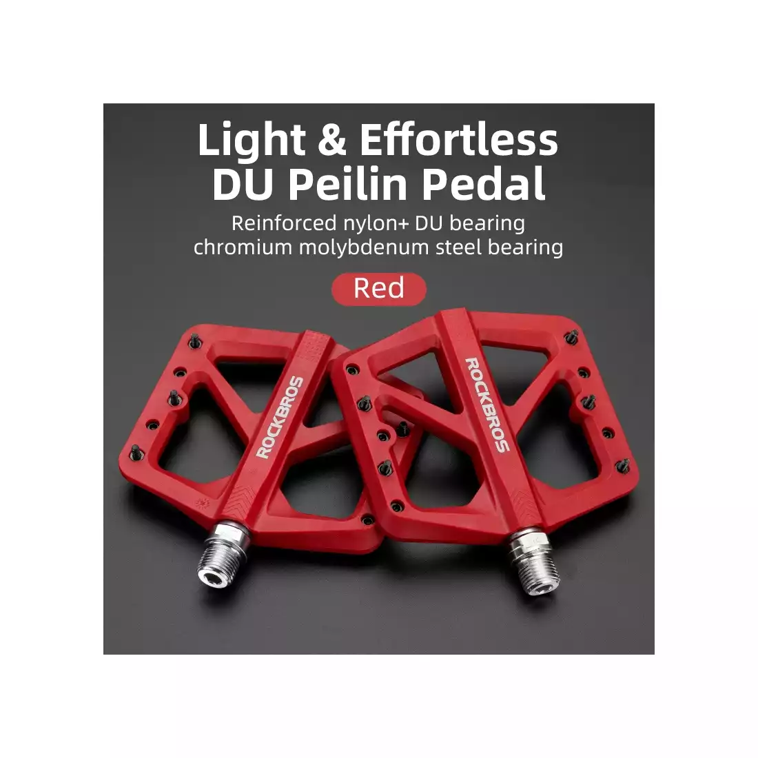 Rockbros pedały platformowe jednostronne aluminiowe, czerwone M906-RD