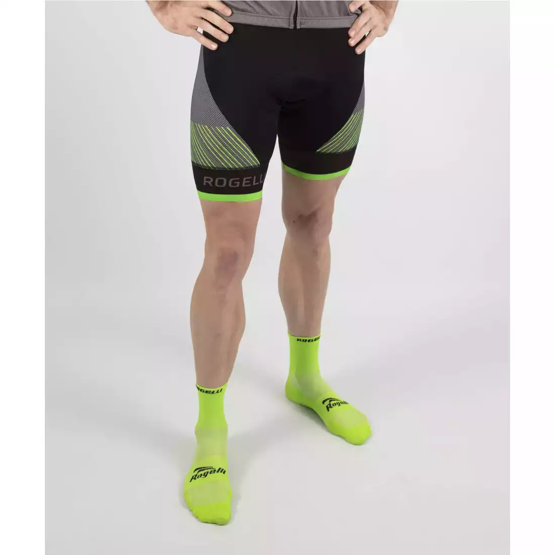 Rogelli RITMO pánske cyklistické šortky, čierna a zelená