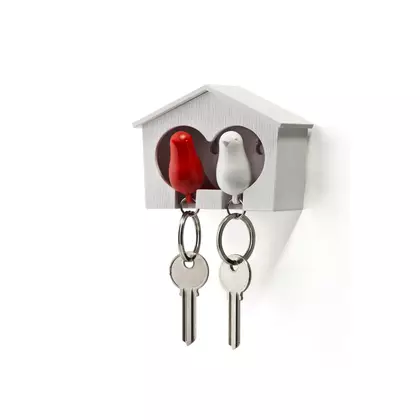 QUALY vešiak na kľúče, duo sparrow, biela a červená