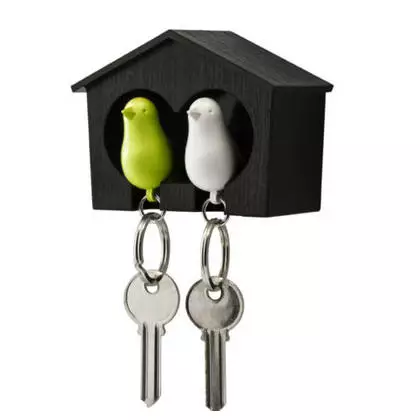 QUALY vešiak na kľúče, duo sparrow, čierno-zeleno-biely