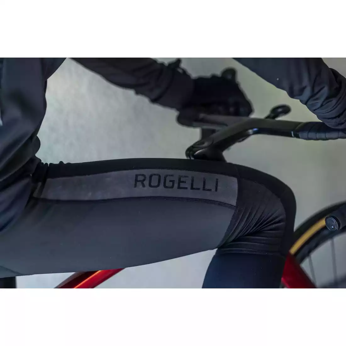 Rogelli DEEP WINTER pánske zateplené cyklistické nohavice s trakmi, čierna